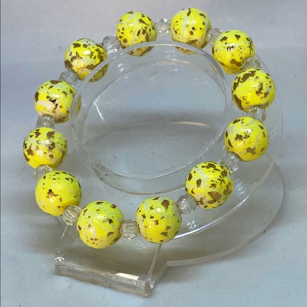 Handmade Polymer Clay Yellow Beaded Bracelets - Picture 2 of 10